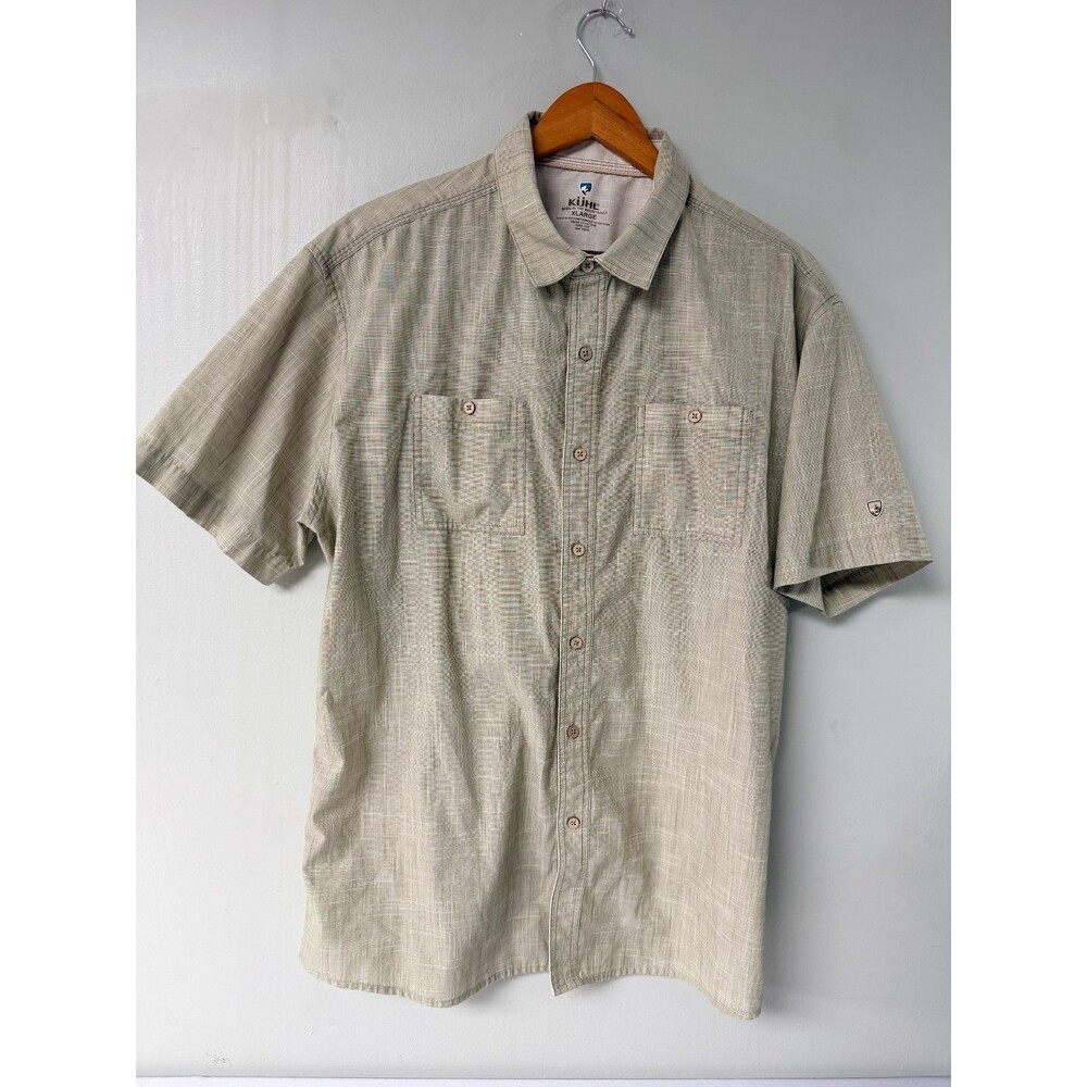 Kuhl Men's XL Green Plaid Short Sleeve Button Up Shirt Dual Chest Pockets